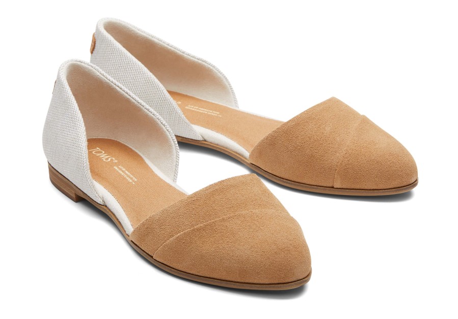 TOMS Jutti D'Orsay Tan Suede Leather Flat | Dress Casual