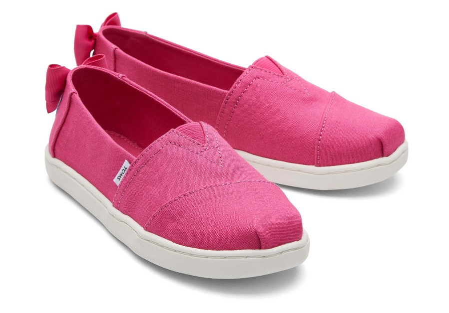 TOMS Youth Alpargata Pink Bow Kids Shoe | Alpargatas