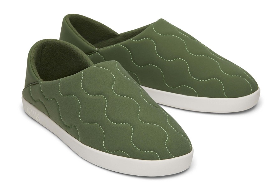 TOMS Ezra Green Quilted Cotton Convertible Slipper|Ezra Green Quilted Cotton Convertible Slipper | Slippers