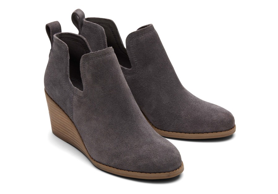 TOMS Kallie Grey Suede Wedge Boot|Kallie Grey Suede Wedge Boot | Dress Casual