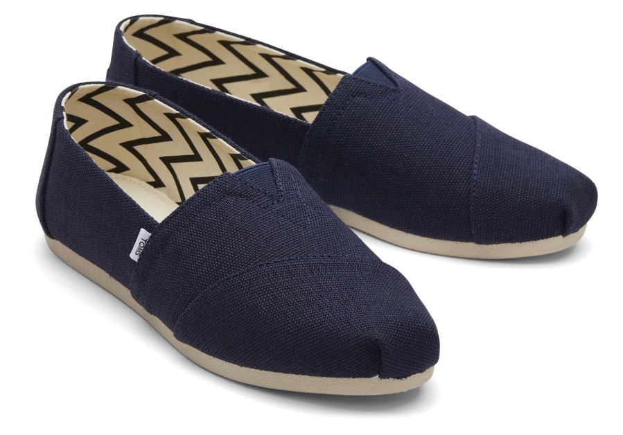 TOMS Alpargata Navy Heritage Canvas Wide Width | Wide Width