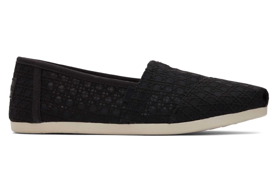 TOMS Alpargata Black Basket Weave Lace | Alpargatas