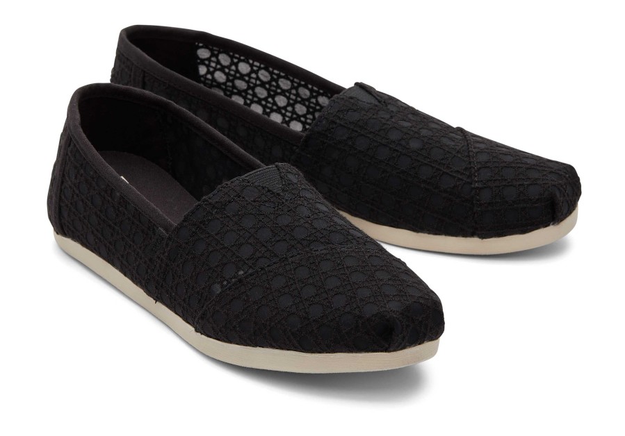 TOMS Alpargata Black Basket Weave Lace | Alpargatas