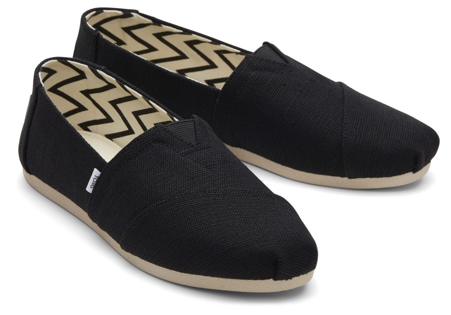 TOMS Alpargata Black Heritage Canvas Wide Width | Wide Width