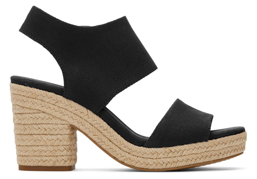 TOMS Majorca Rope Black Platform Sandal | Dress Casual