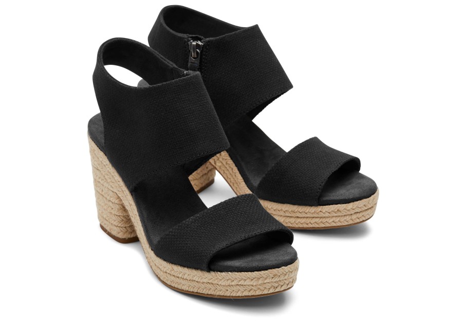 TOMS Majorca Rope Black Platform Sandal | Dress Casual