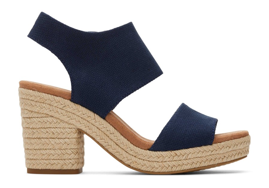 TOMS Majorca Rope Navy Platform Sandal | Dress Casual