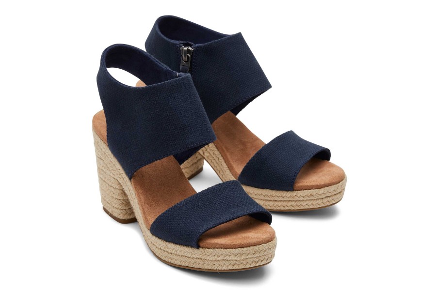 TOMS Majorca Rope Navy Platform Sandal | Dress Casual