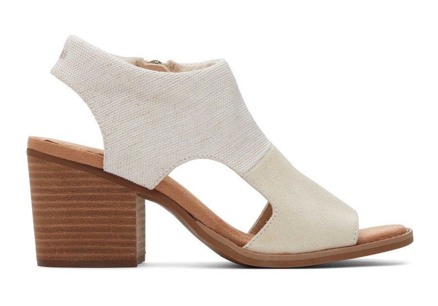 TOMS Eliana Beige Suede Heeled Sandal | Dress Casual