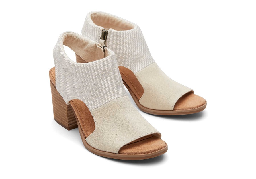 TOMS Eliana Beige Suede Heeled Sandal | Dress Casual