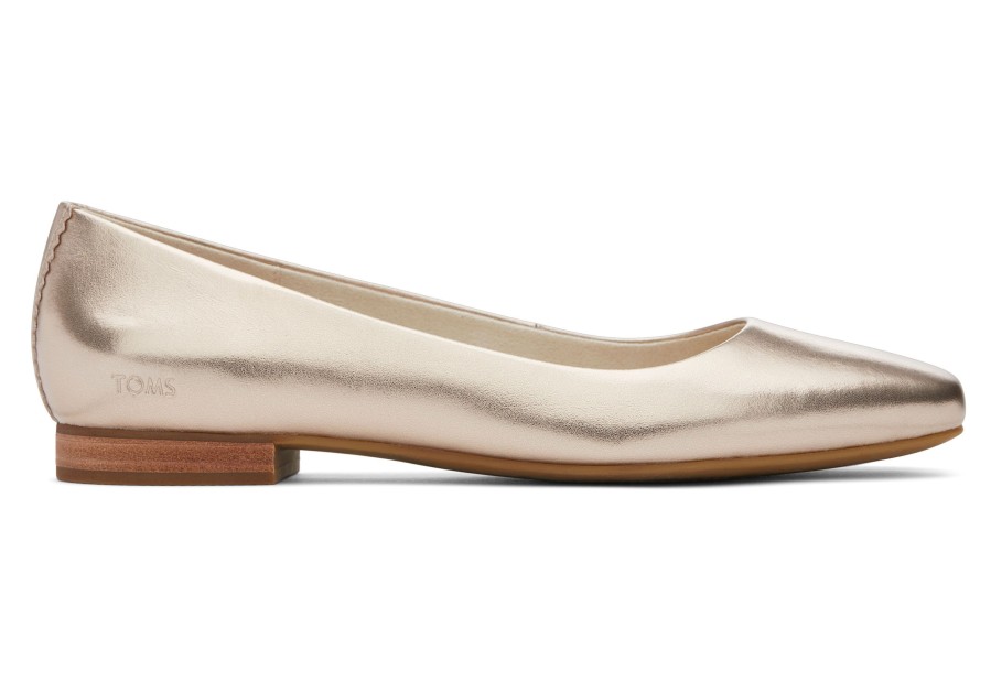 TOMS Briella Gold Leather Flat | Dress Casual