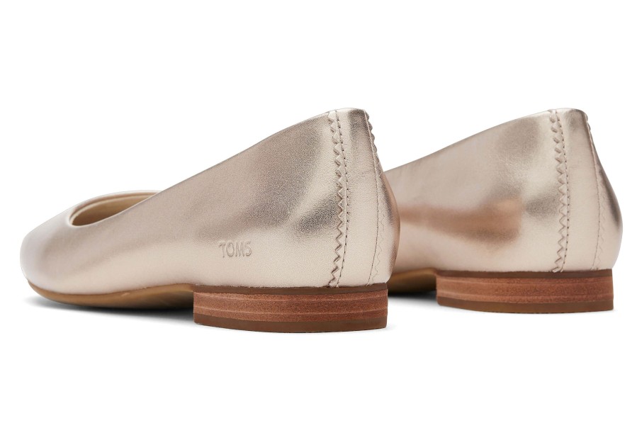 TOMS Briella Gold Leather Flat | Dress Casual