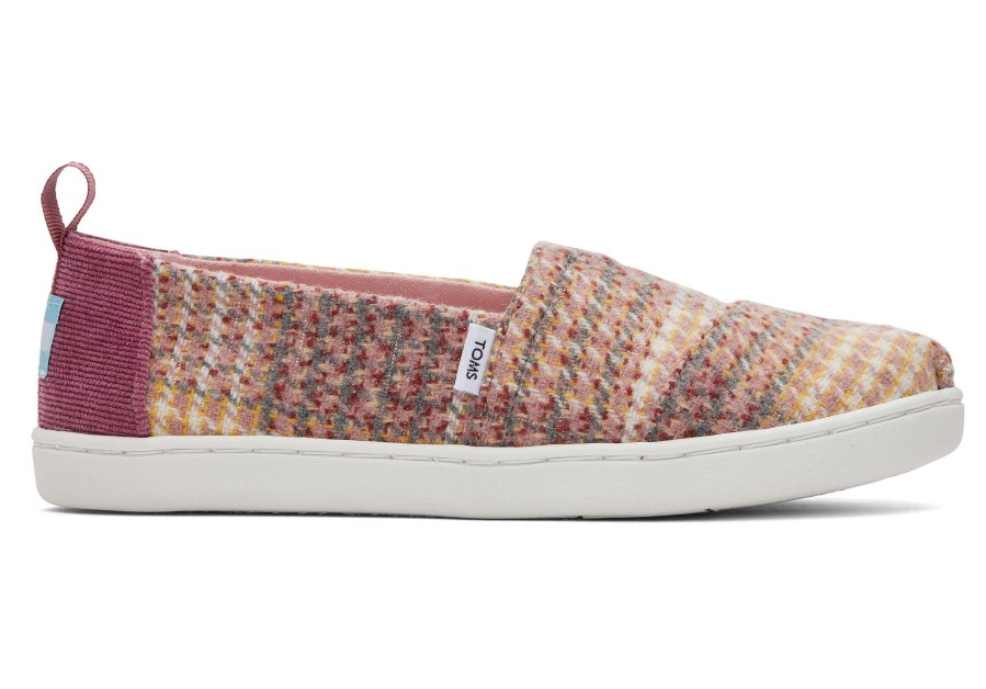 TOMS Youth Alpargata Plaid Tweed Kids Shoe | Alpargatas