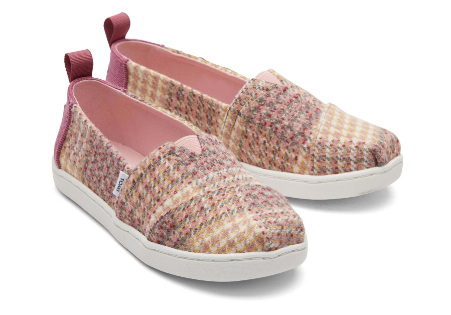 TOMS Youth Alpargata Plaid Tweed Kids Shoe | Alpargatas