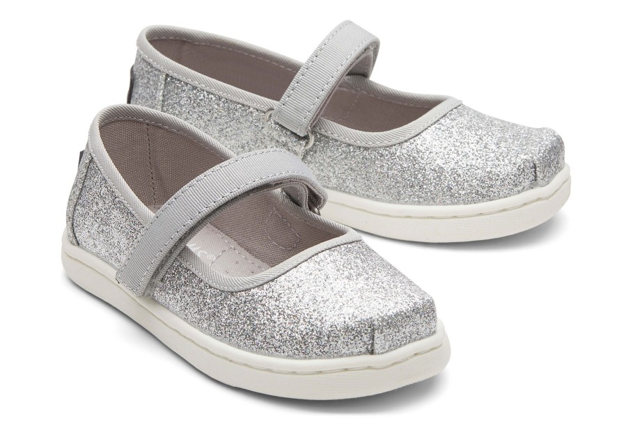 TOMS Mary Jane Silver Toddler Shoe | Slip Ons