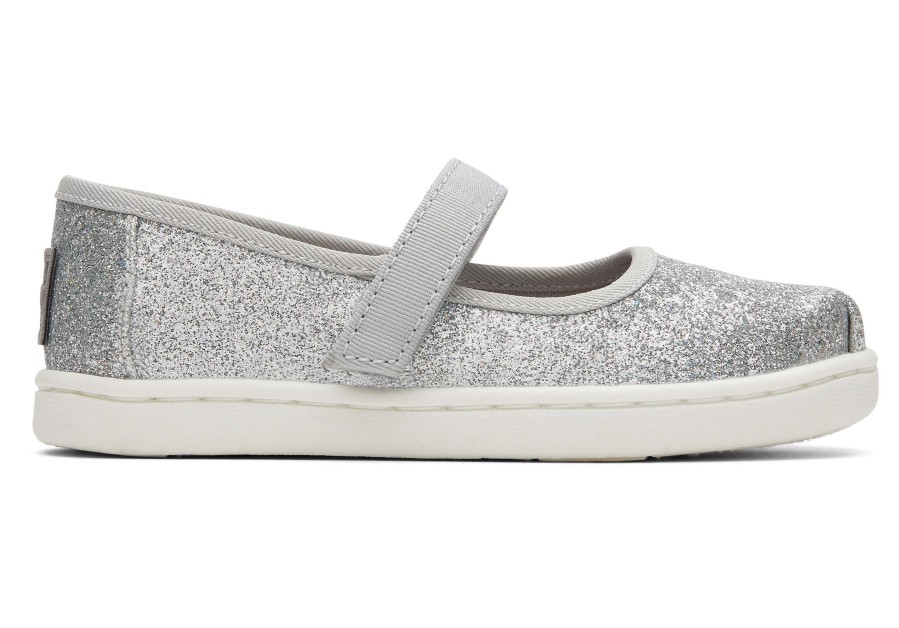 TOMS Mary Jane Silver Toddler Shoe | Slip Ons