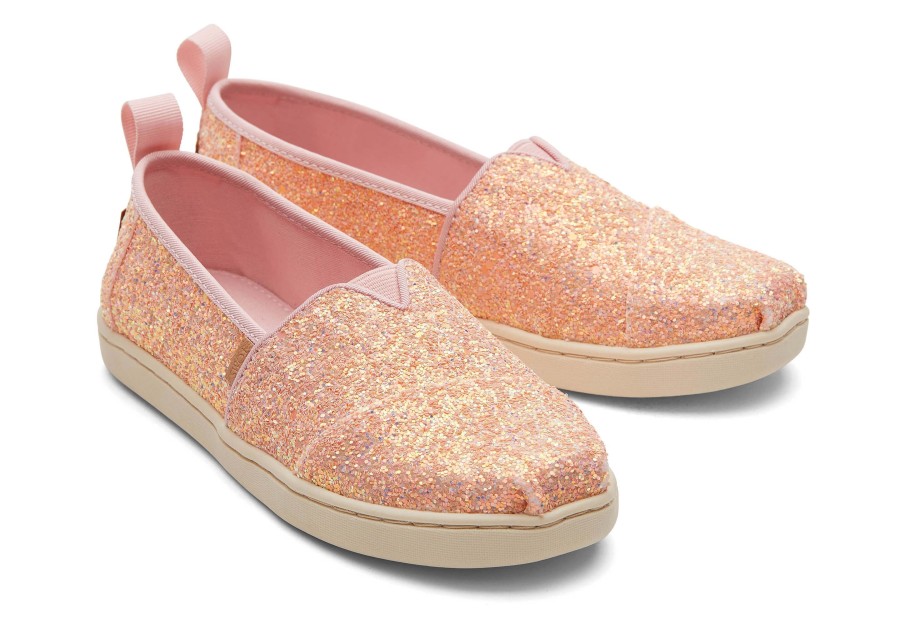 TOMS Youth Alpargata Pink Glitter Kids Shoe | Alpargatas