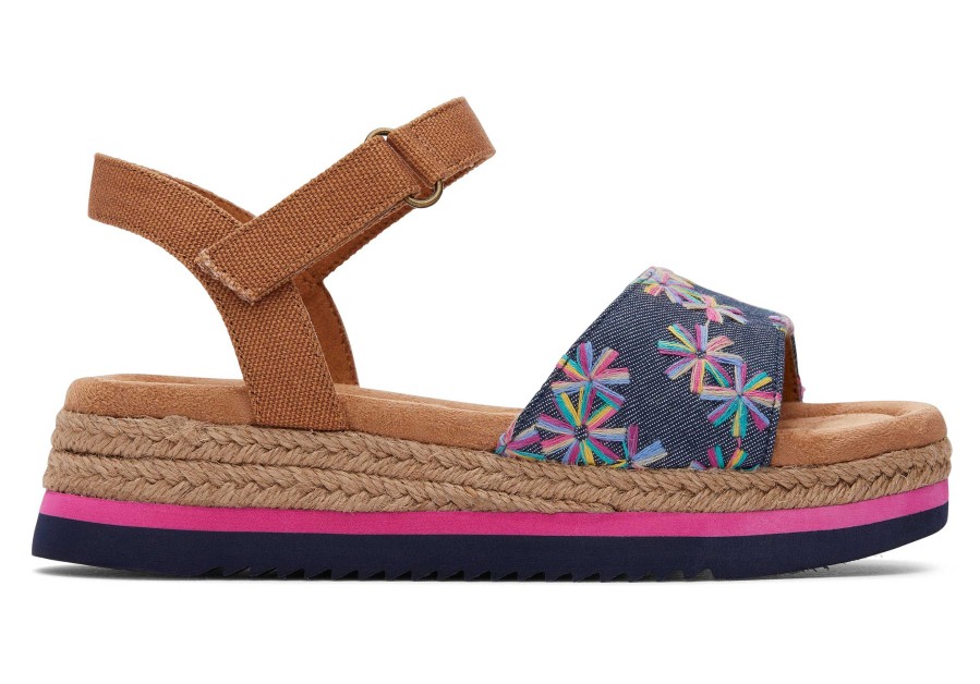 TOMS Youth Diana Floral Embroidered Kids Shoe | Sandals