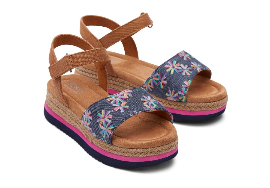 TOMS Youth Diana Floral Embroidered Kids Shoe | Sandals