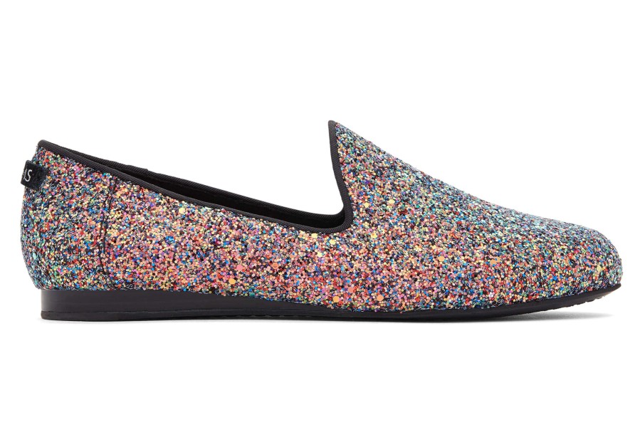 TOMS Darcy Black Chunky Glitter Flat|Darcy Black Chunky Glitter Flat | Dress Casual