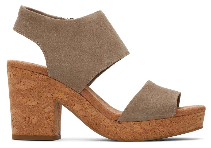 TOMS Majorca Taupe Platform Cork Sandal | Dress Casual