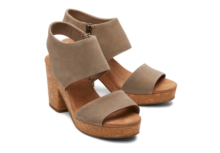 TOMS Majorca Taupe Platform Cork Sandal | Dress Casual