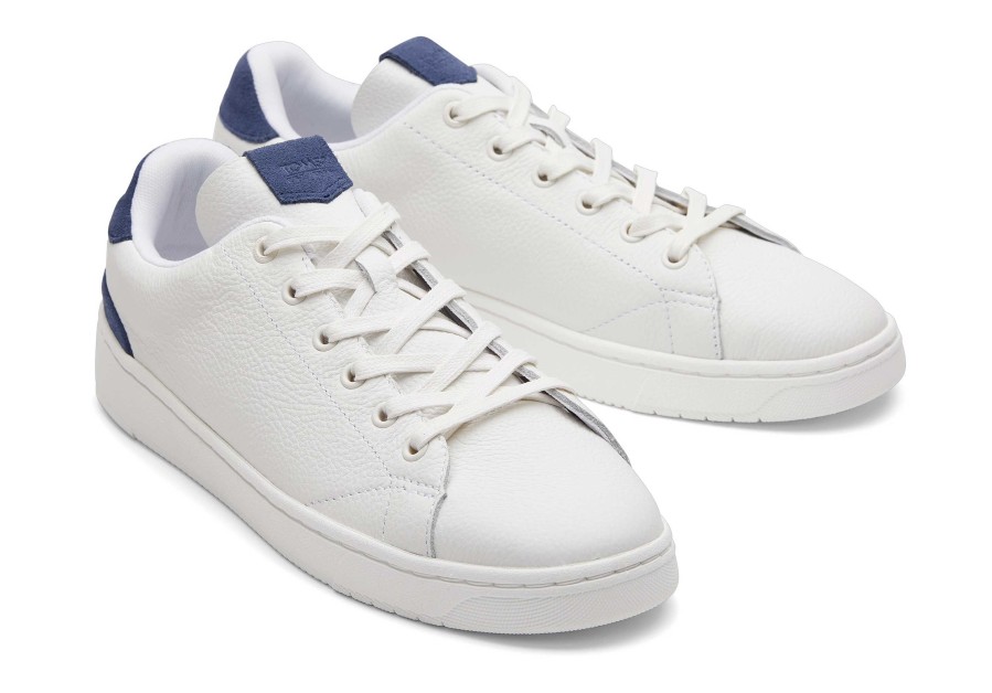 TOMS Trvl Lite White And Blue Leather Lace-Up Sneaker | Sneakers