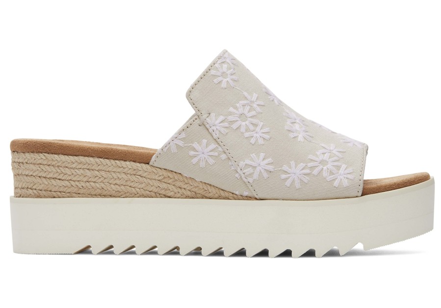 TOMS Diana Mule Natural Embroidered Floral Sandal | Dress Casual