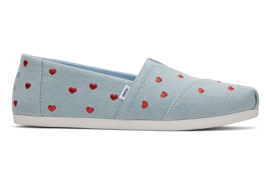 TOMS Alpargata Denim Embroidered Hearts | Alpargatas