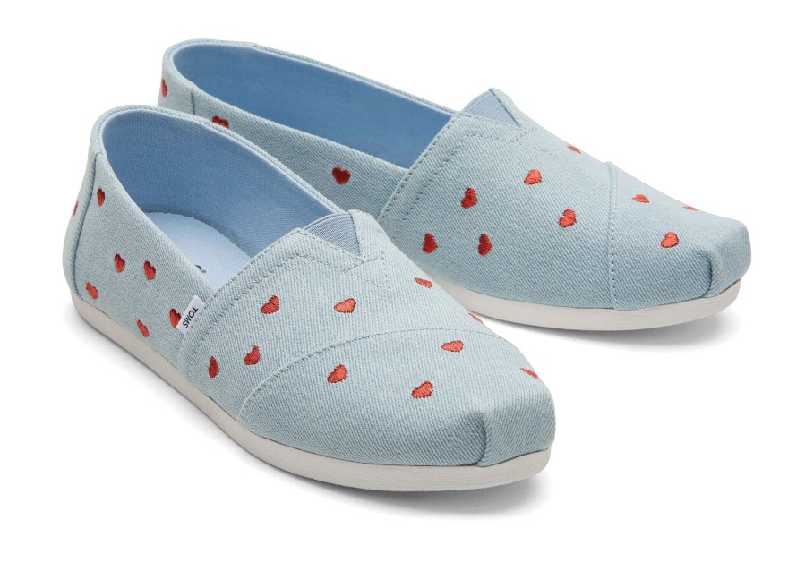 TOMS Alpargata Denim Embroidered Hearts | Alpargatas