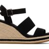 TOMS Madelyn Black Suede Wedge Sandal | Dress Casual