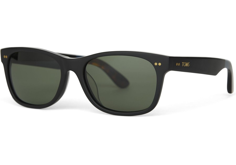 TOMS Beachmaster 301 Black Polarized Handcrafted Sunglasses | Sunglasses