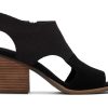 TOMS Eliana Black Suede Heeled Sandal | Dress Casual