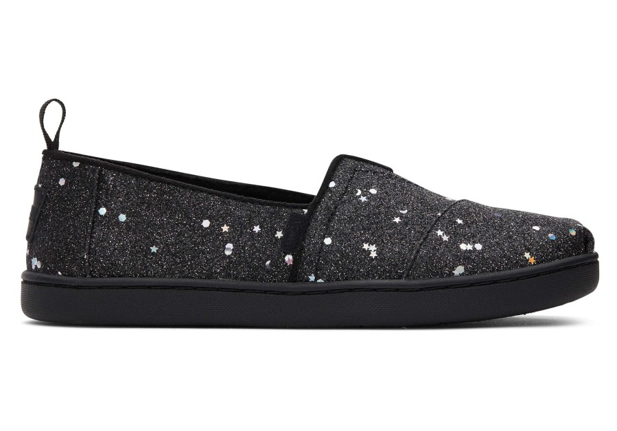 TOMS Youth Alpargata Black Cosmic Glitter Kids Shoe | Alpargatas