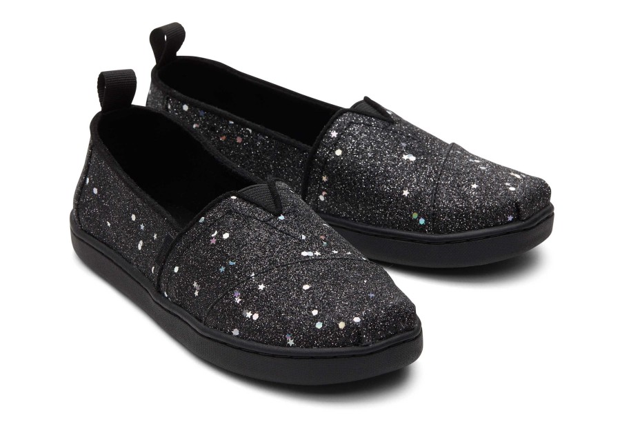 TOMS Youth Alpargata Black Cosmic Glitter Kids Shoe | Alpargatas