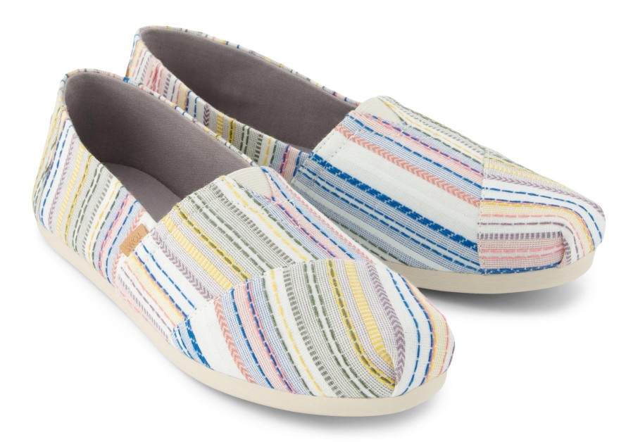 TOMS Alpargata Grey Stitched Stripes | Alpargatas