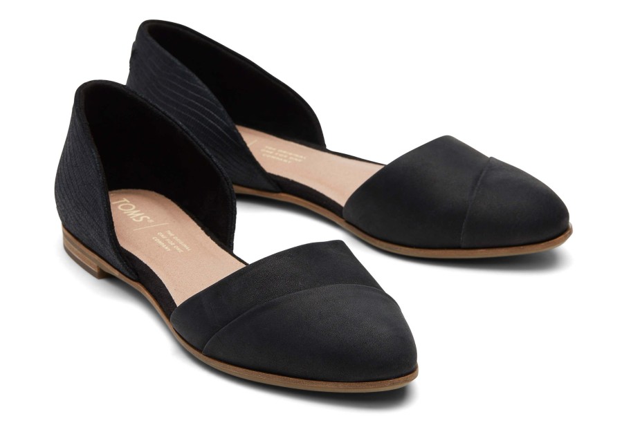 TOMS Jutti D'Orsay Black Embossed Flat | Dress Casual