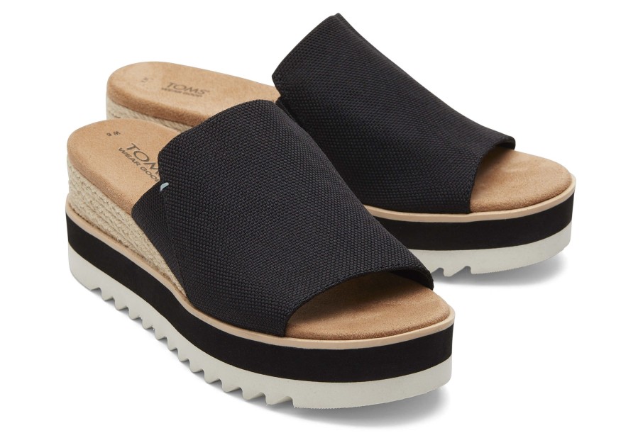 TOMS Diana Mule Black Wide Sandal | Dress Casual