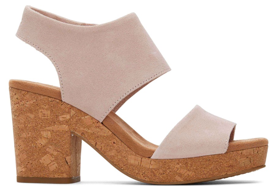 TOMS Majorca Pink Suede Platform Cork Sandal | Dress Casual