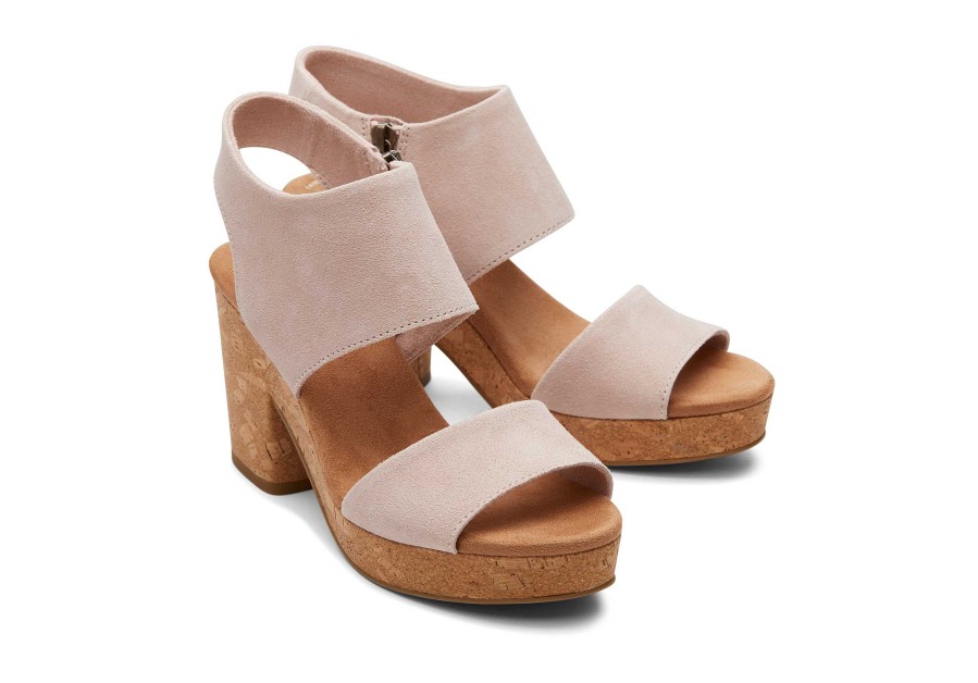 TOMS Majorca Pink Suede Platform Cork Sandal | Dress Casual