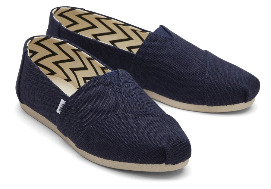 TOMS Alpargata Navy Heritage Canvas Wide Width | Alpargatas