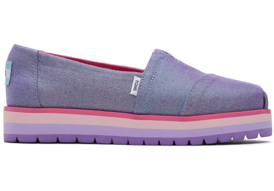 TOMS Youth Alp Platform Purple Glimmer Kids Shoe | Alpargatas