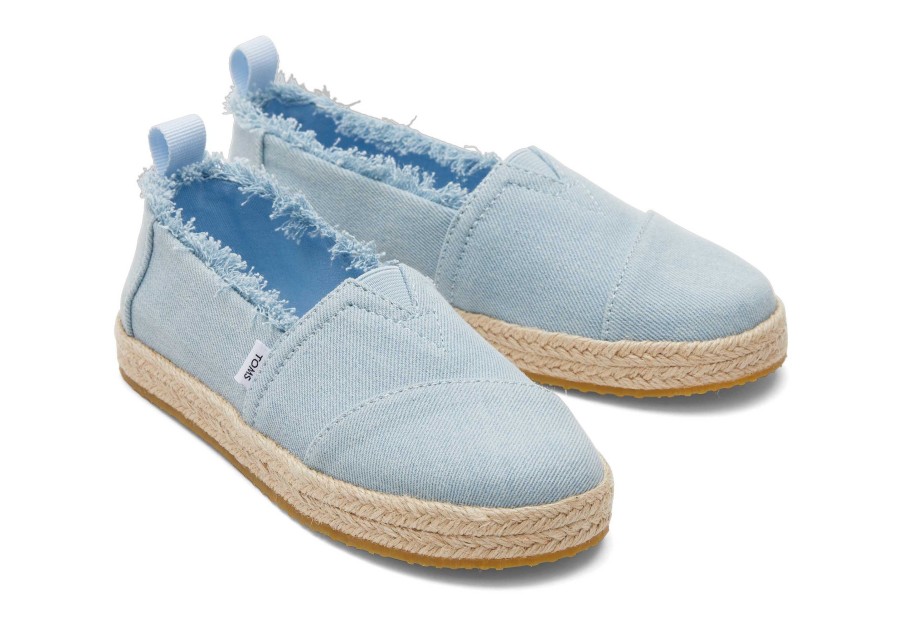 TOMS Youth Alpargata Washed Denim Kids Shoe | Alpargatas