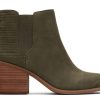 TOMS Everly Olive Nubuck Heeled Boot | Dress Casual