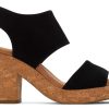 TOMS Majorca Black Suede Platform Cork Sandal | Dress Casual