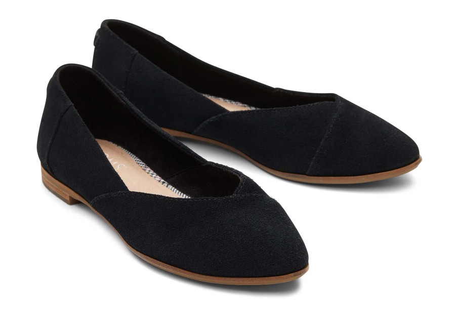 TOMS Jutti Neat Black Suede Flat | Dress Casual