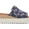 TOMS Diana Mule Blue Embroidered Floral Sandal | Dress Casual