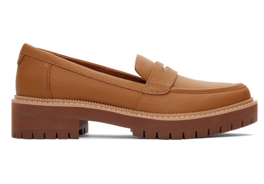 TOMS Cara Tan Leather Loafer | Dress Casual