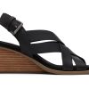 TOMS Gracie Black Leather Wedge Sandal | Dress Casual