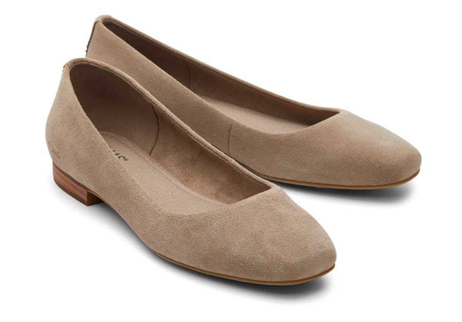 TOMS Briella Taupe Suede Flat | Dress Casual